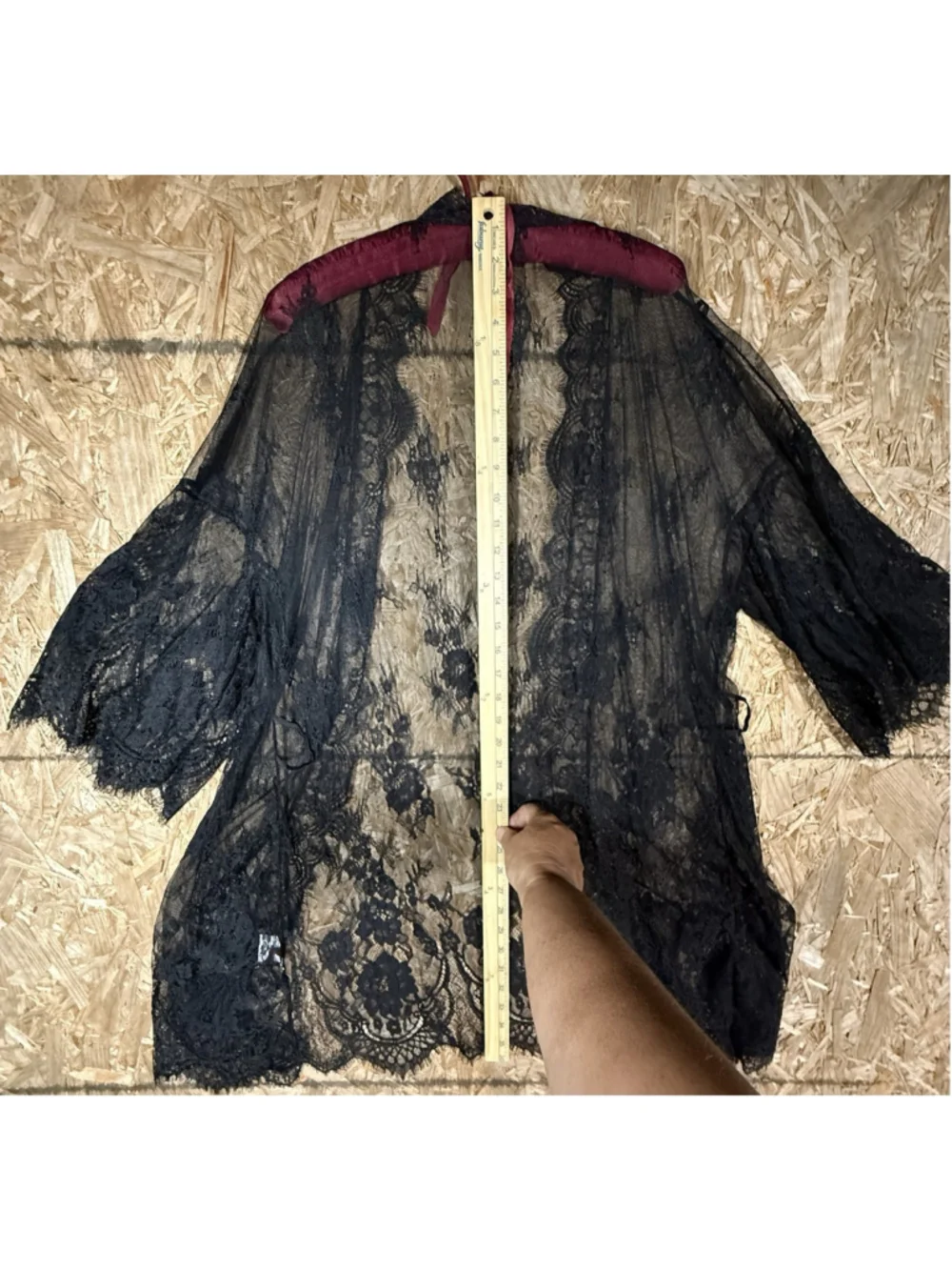 Black Lace Kimono Robe 2XL Sheer Floral Fairycore Boho Lingerie Duster Witchy